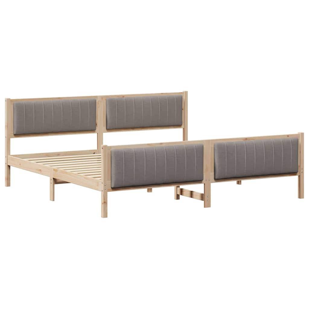 vidaXL Bettgestell Braun und Taupe 200 x 200 cm Massivholz Kiefer