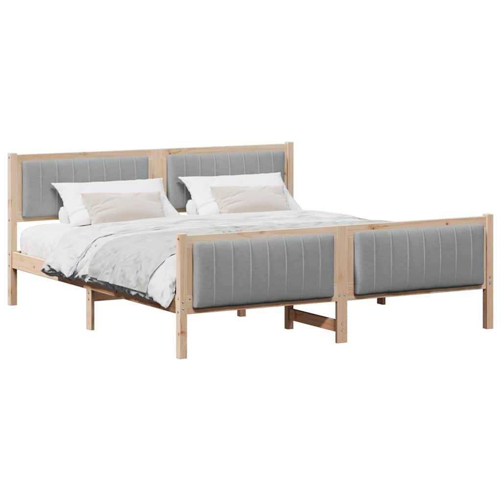 vidaXL Bettgestell Braun und hellgrau 180 x 200 cm Massivholz Kiefer
