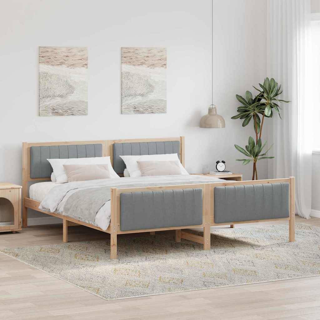 vidaXL Bettgestell Braun und hellgrau 180 x 200 cm Massivholz Kiefer