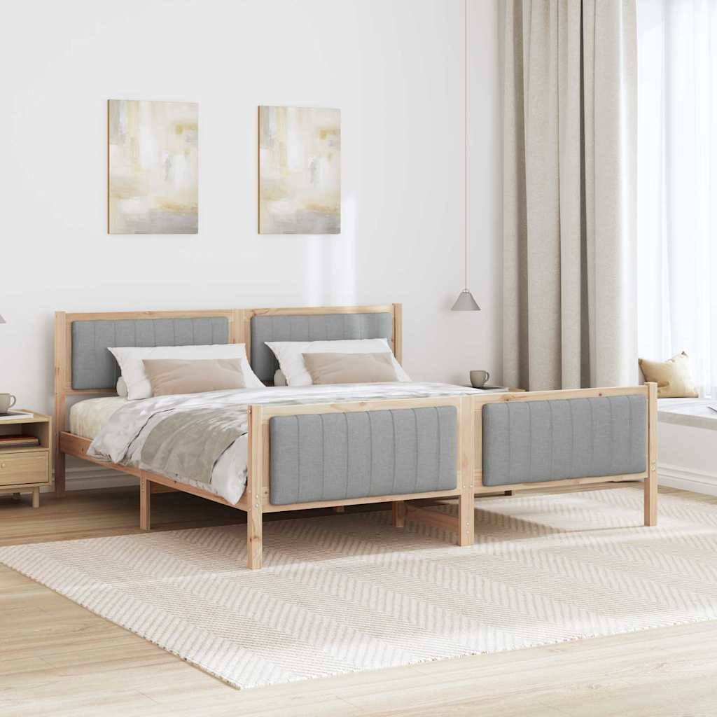vidaXL Bettgestell Braun und hellgrau 180 x 200 cm Massivholz Kiefer