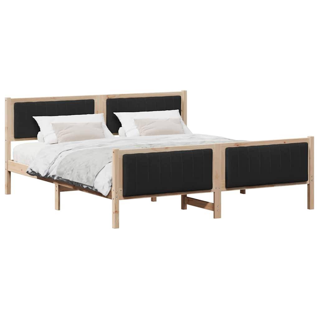 vidaXL Bettgestell Braun und Schwarz 180 x 200 cm Massivholz Kiefer