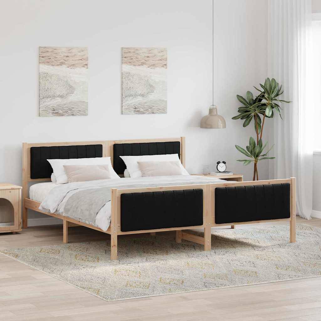 vidaXL Bettgestell Braun und Schwarz 180 x 200 cm Massivholz Kiefer