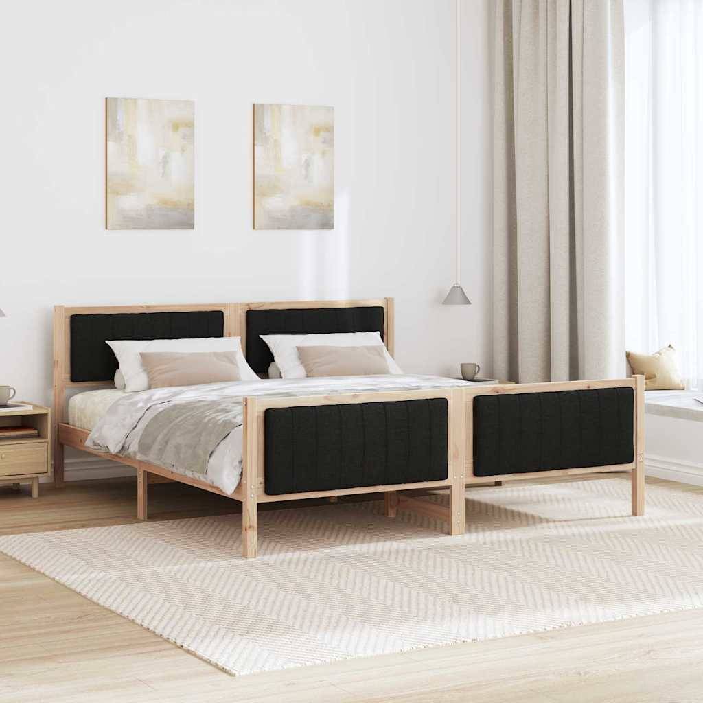 vidaXL Bettgestell Braun und Schwarz 180 x 200 cm Massivholz Kiefer
