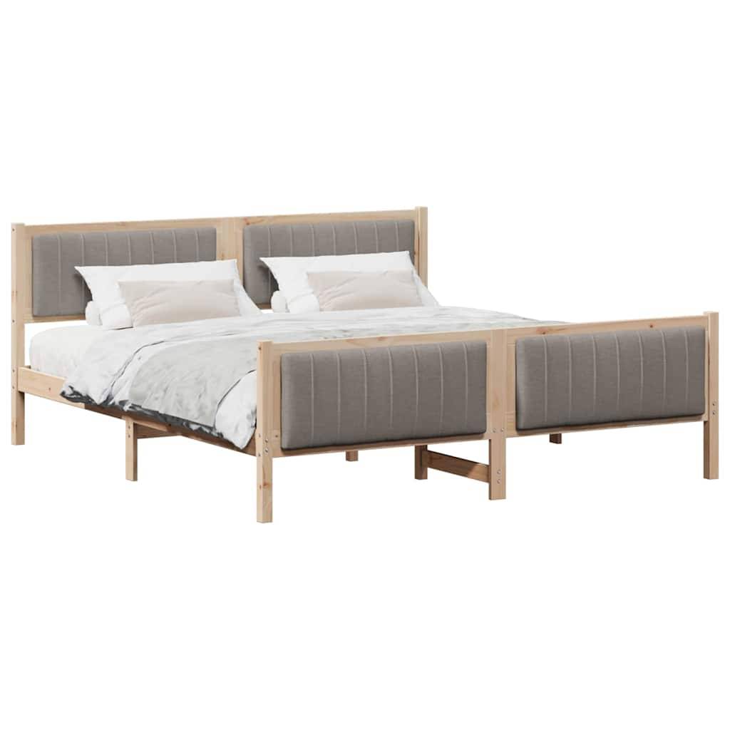 vidaXL Bettgestell Braun und Taupe 180 x 200 cm Massivholz Kiefer