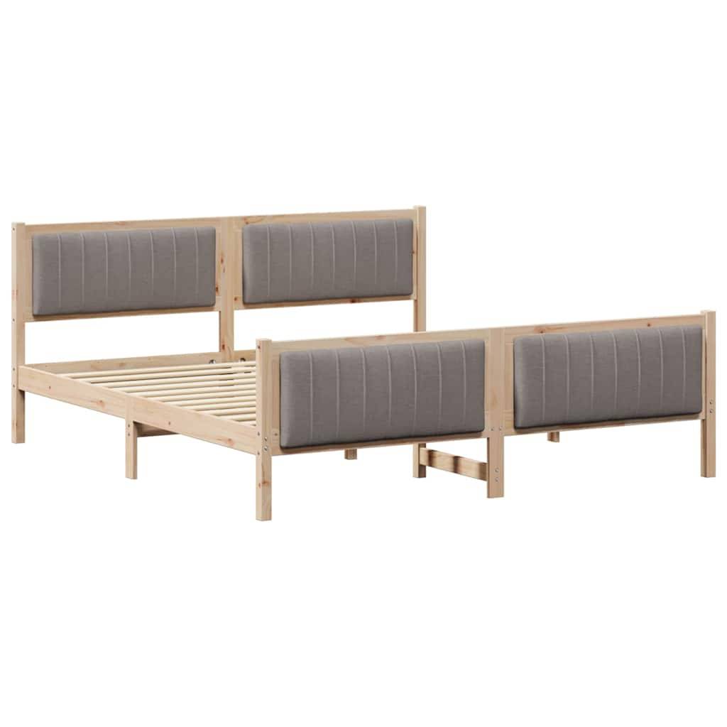 vidaXL Bettgestell Braun und Taupe 180 x 200 cm Massivholz Kiefer