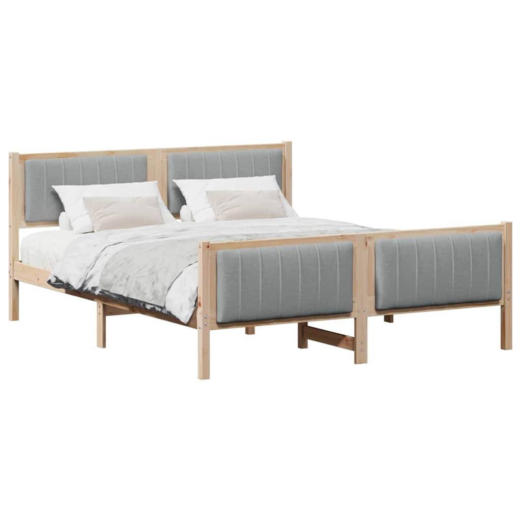 vidaXL Bettgestell Braun und hellgrau 160 x 200 cm Massivholz Kiefer