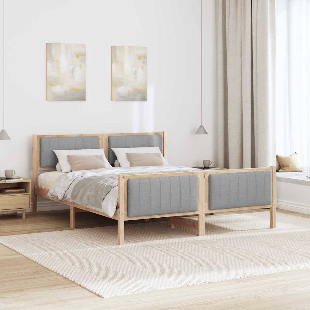 vidaXL Bettgestell Braun und hellgrau 160 x 200 cm Massivholz Kiefer