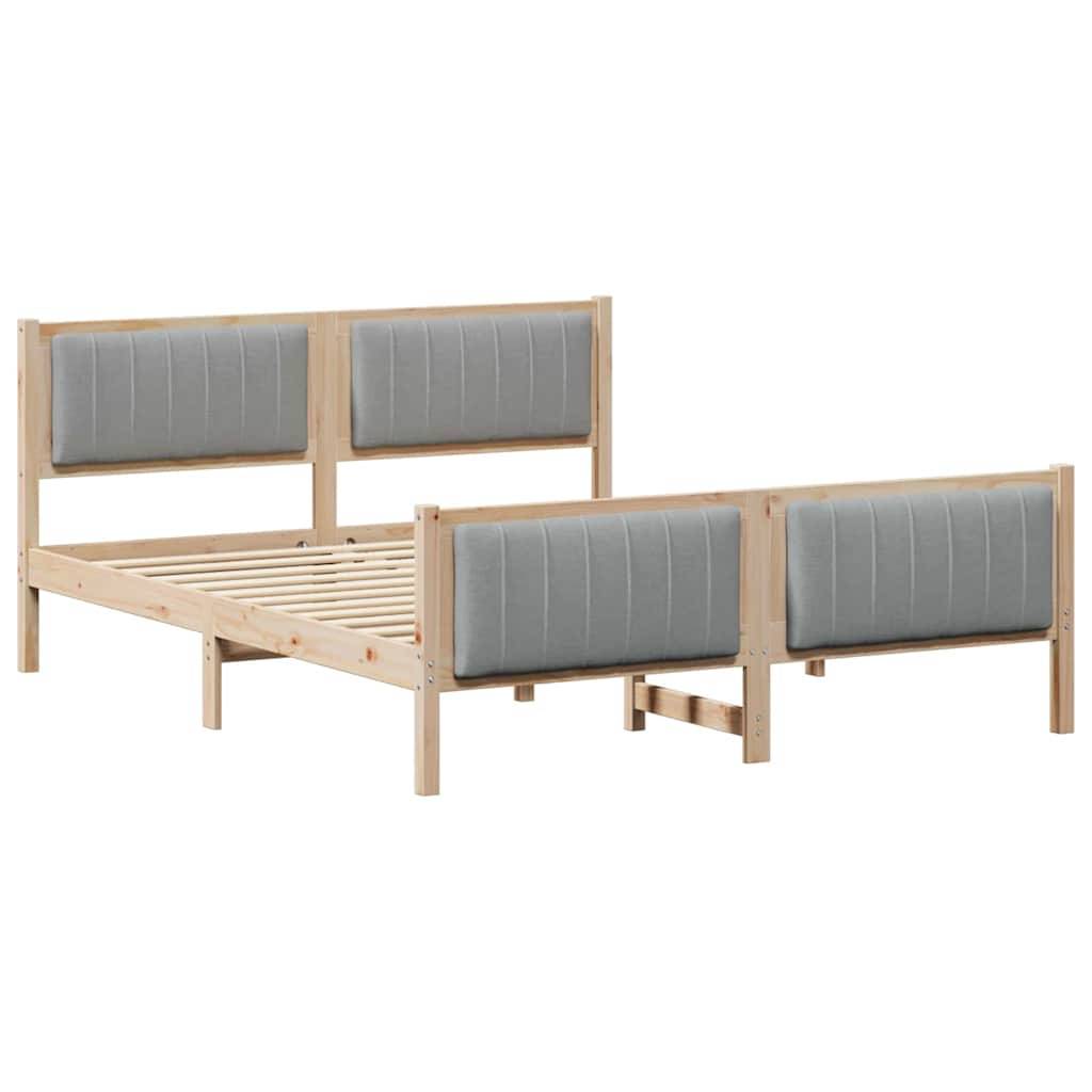 vidaXL Bettgestell Braun und hellgrau 160 x 200 cm Massivholz Kiefer