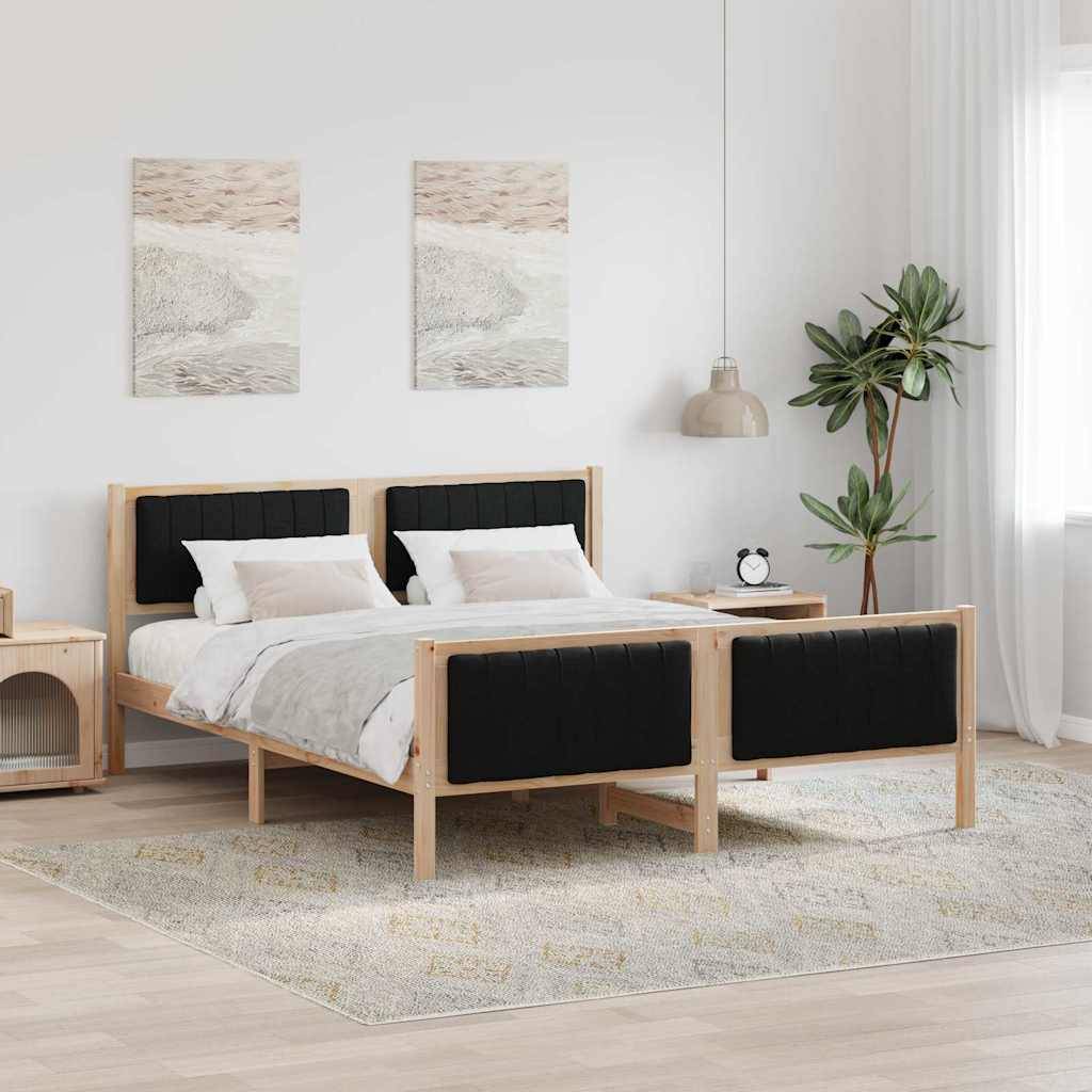 vidaXL Bettgestell Braun und Schwarz 150 x 200 cm Massivholz Kiefer