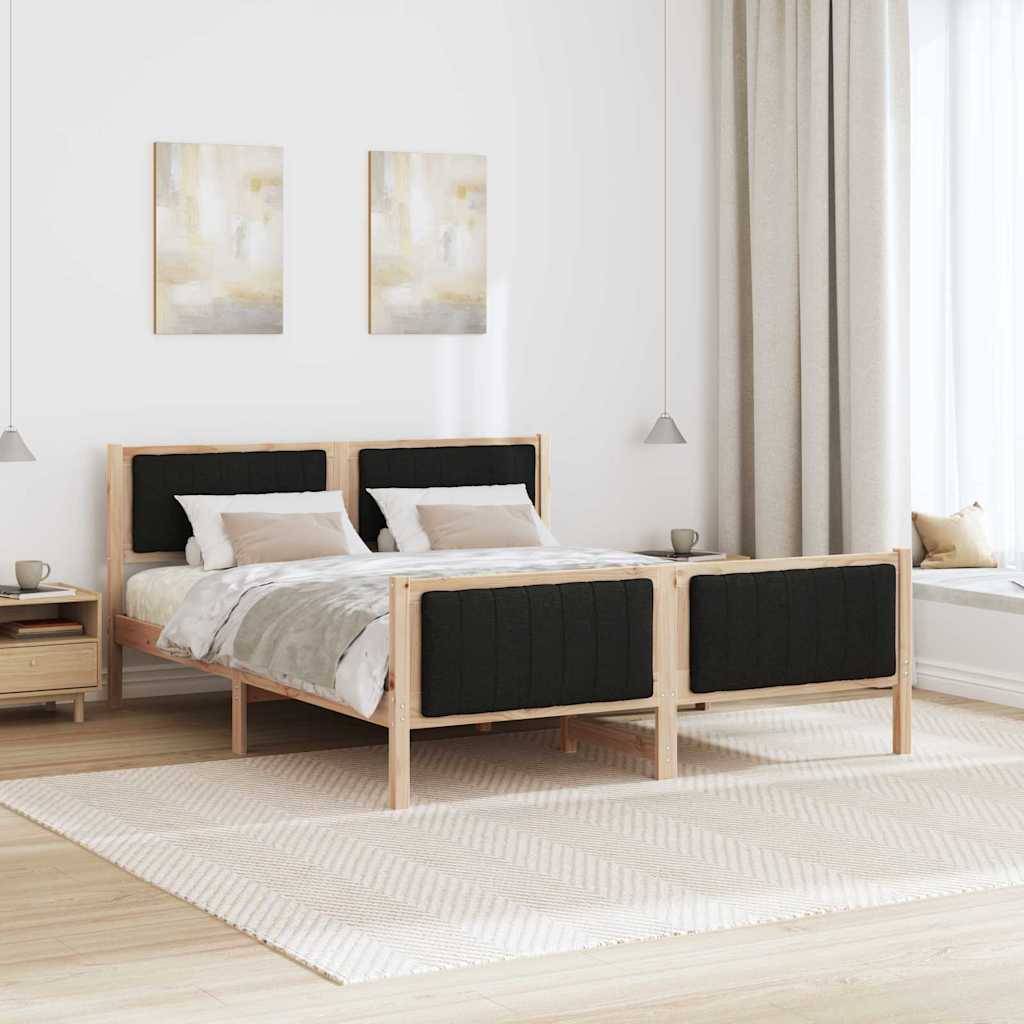 vidaXL Bettgestell Braun und Schwarz 160 x 200 cm Massivholz Kiefer