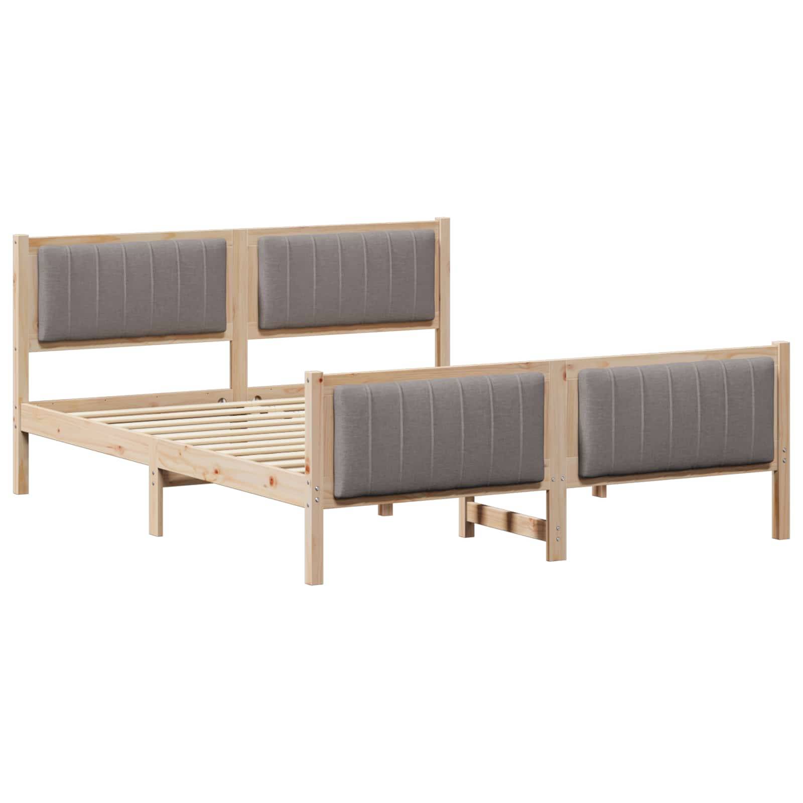 vidaXL Bettgestell Braun und Taupe 160 x 200 cm Massivholz Kiefer