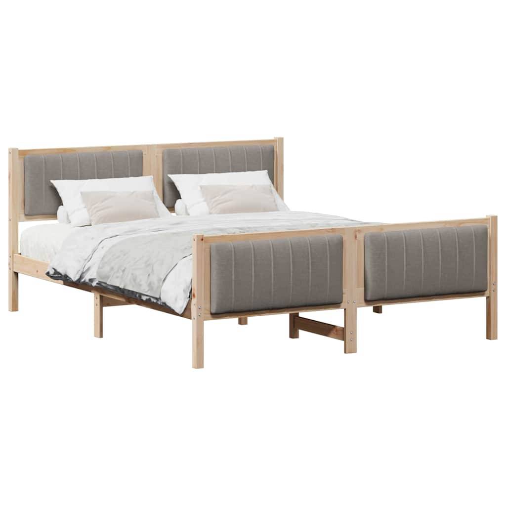 vidaXL Bettgestell Braun und Taupe 150 x 200 cm Massivholz Kiefer
