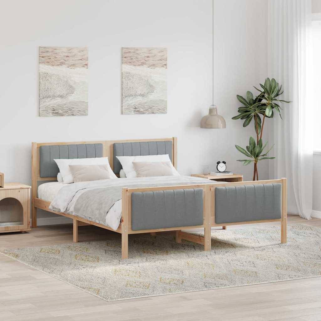 vidaXL Bettgestell Braun und hellgrau 160 x 200 cm Massivholz Kiefer