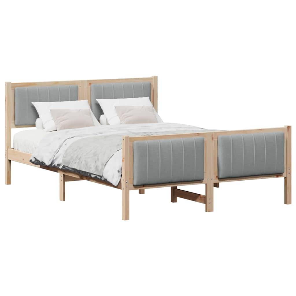 vidaXL Bettgestell Braun und hellgrau 140 x 200 cm Massivholz Kiefer