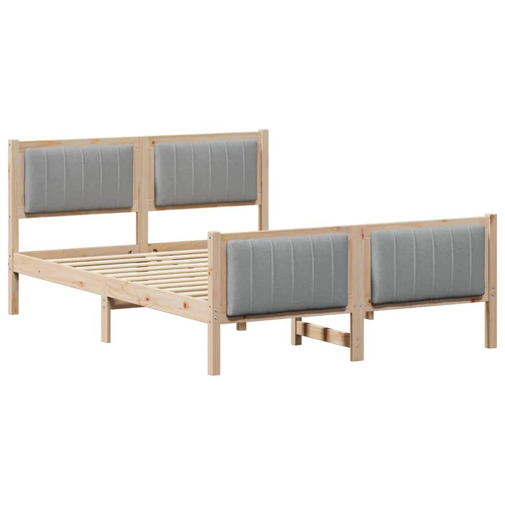 vidaXL Bettgestell Braun und hellgrau 140 x 200 cm Massivholz Kiefer