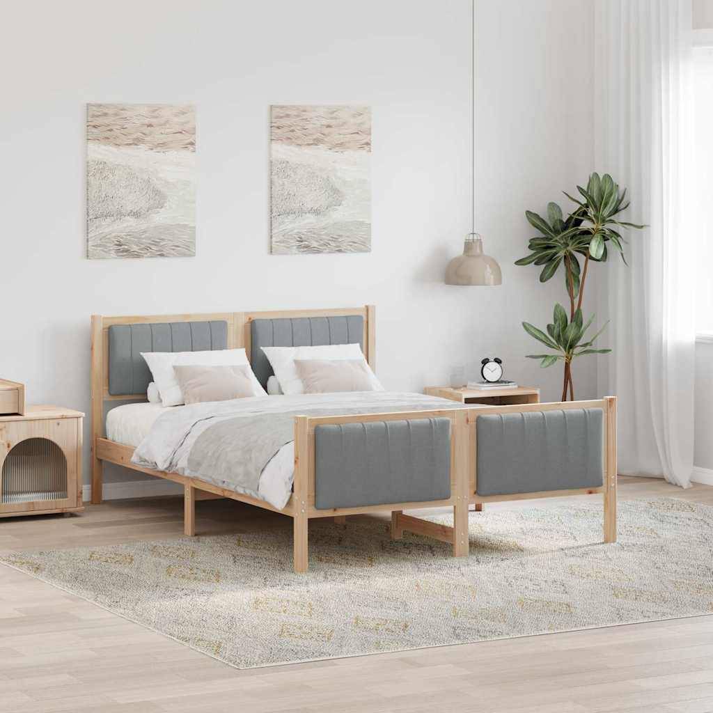 vidaXL Bettgestell Braun und hellgrau 140 x 200 cm Massivholz Kiefer