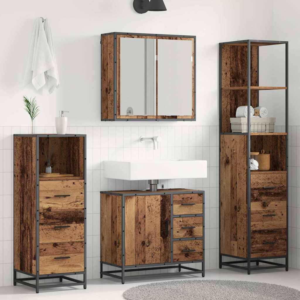vidaXL Badezimmermöbel-Set mit Schubladen 4 pcs Altholz Holzwerkstoff