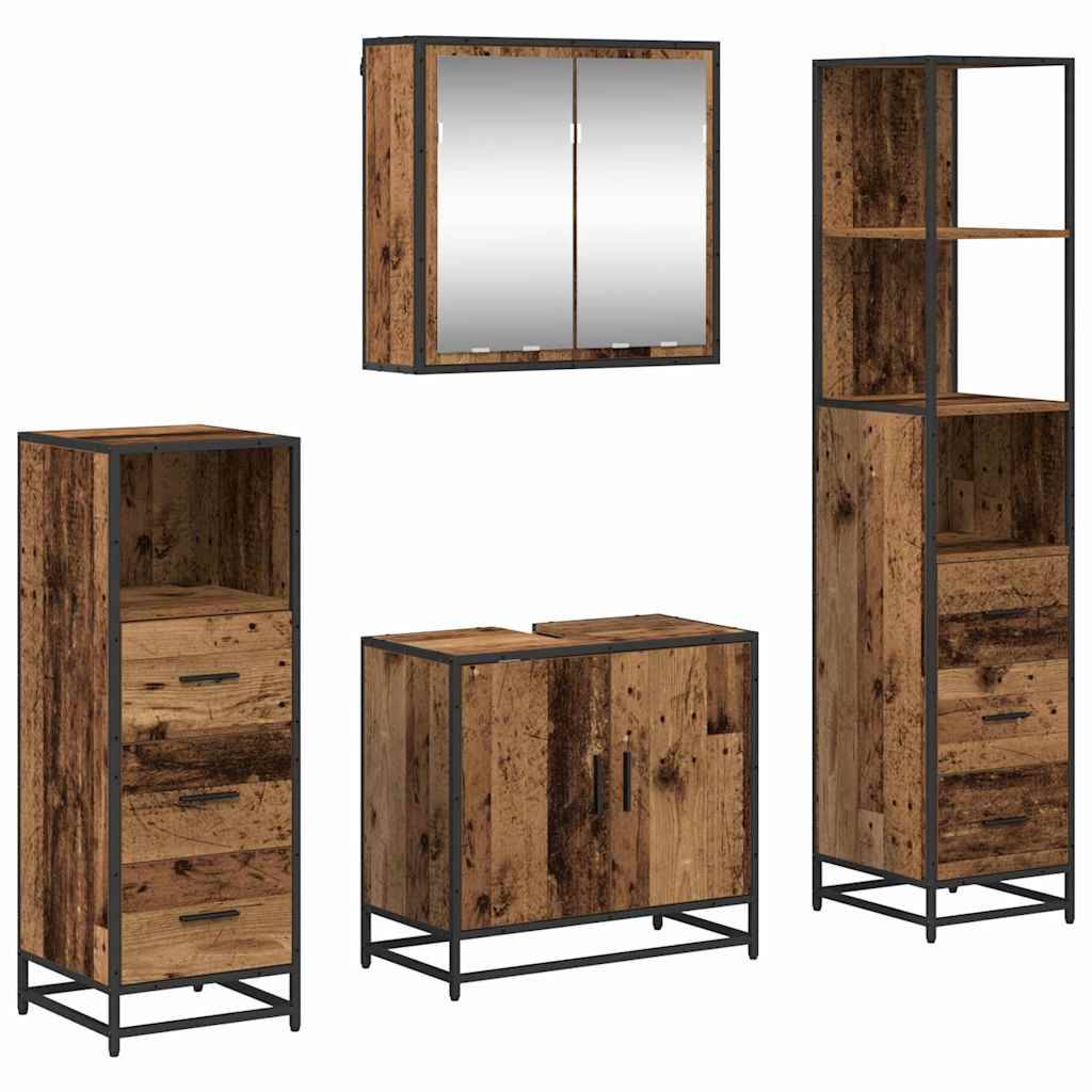 vidaXL Badezimmermöbel-Set mit Schubladen 4 pcs Altholz Holzwerkstoff
