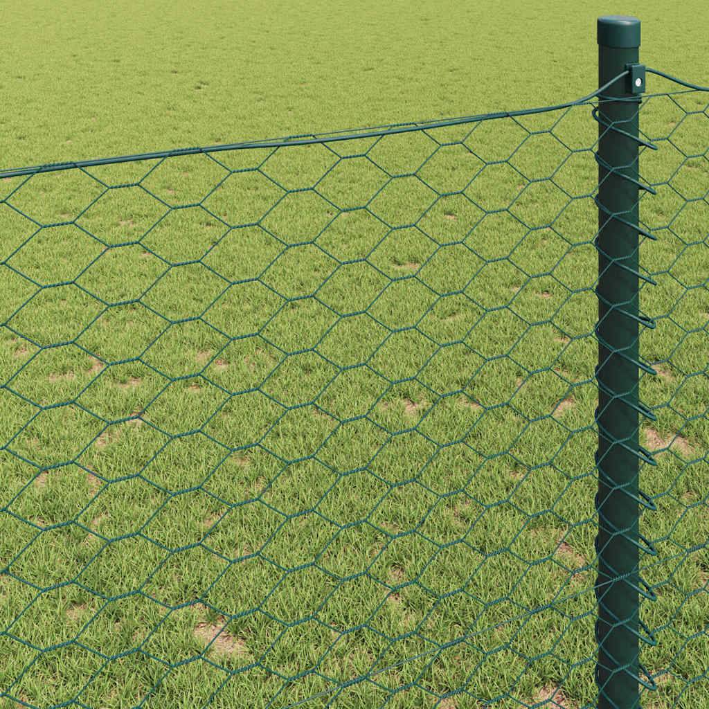vidaXL Hexagonzaun Grün 1,4 x 25 m PVC