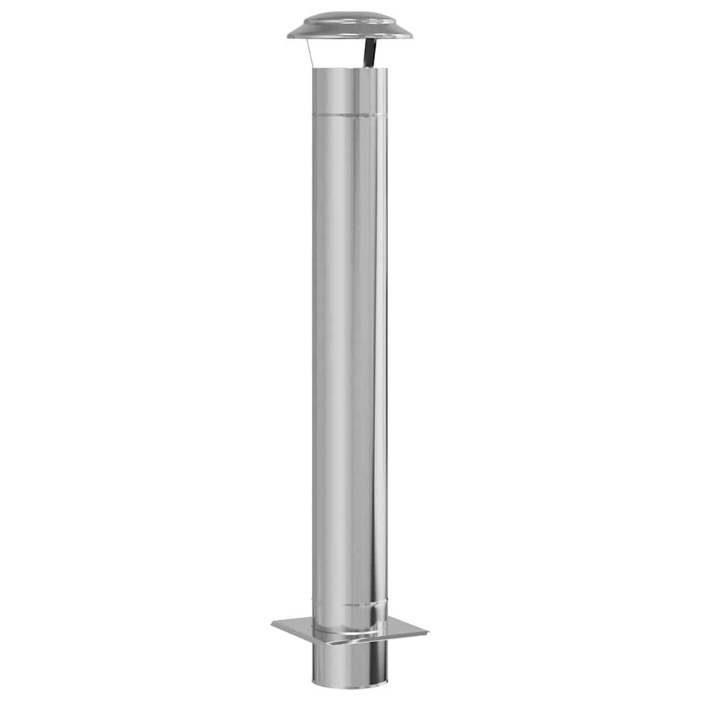 vidaXL Kaminverlängerung Silber 25 x 25 x 132 cm Edelstahl
