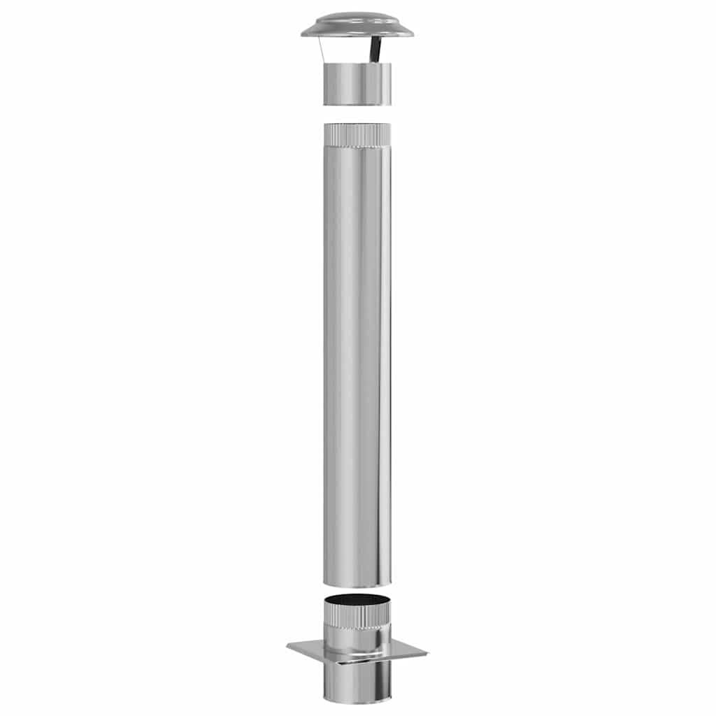 vidaXL Kaminverlängerung Silber 25 x 25 x 132 cm Edelstahl