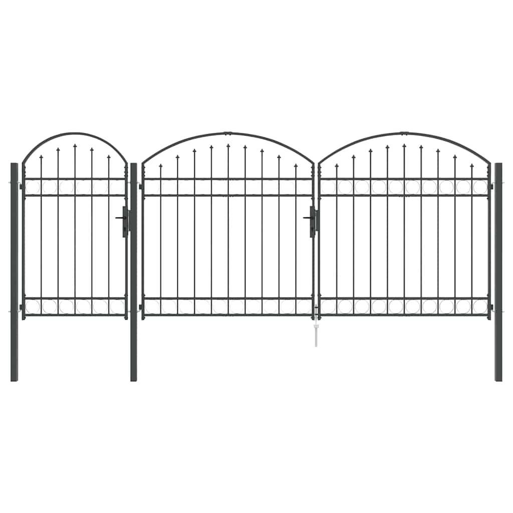 vidaXL Gartentor mit gewölbtem Oberteil Assen Grau 400 x 100 cm Stahl