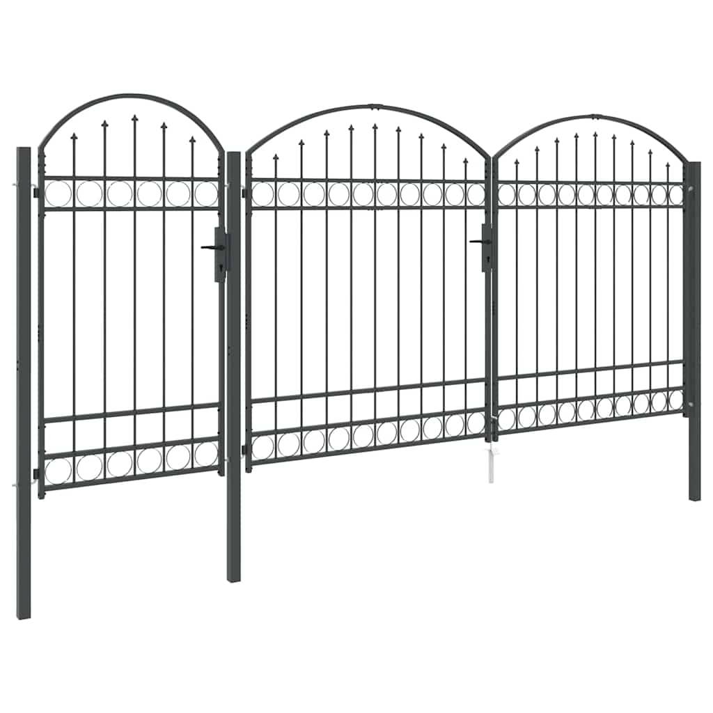 vidaXL Gartentor mit gewölbtem Oberteil Assen Grau 400 x 125 cm Stahl