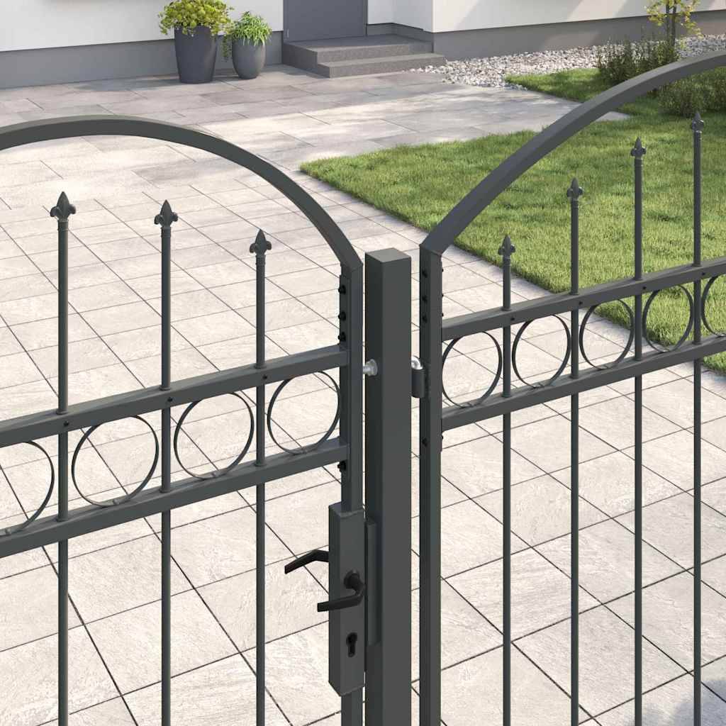 vidaXL Gartentor mit gewölbtem Oberteil Assen Grau 400 x 125 cm Stahl