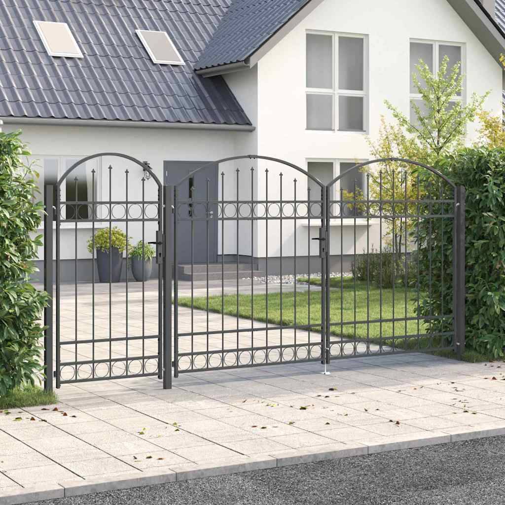 vidaXL Gartentor mit gewölbtem Oberteil Assen Grau 400 x 125 cm Stahl