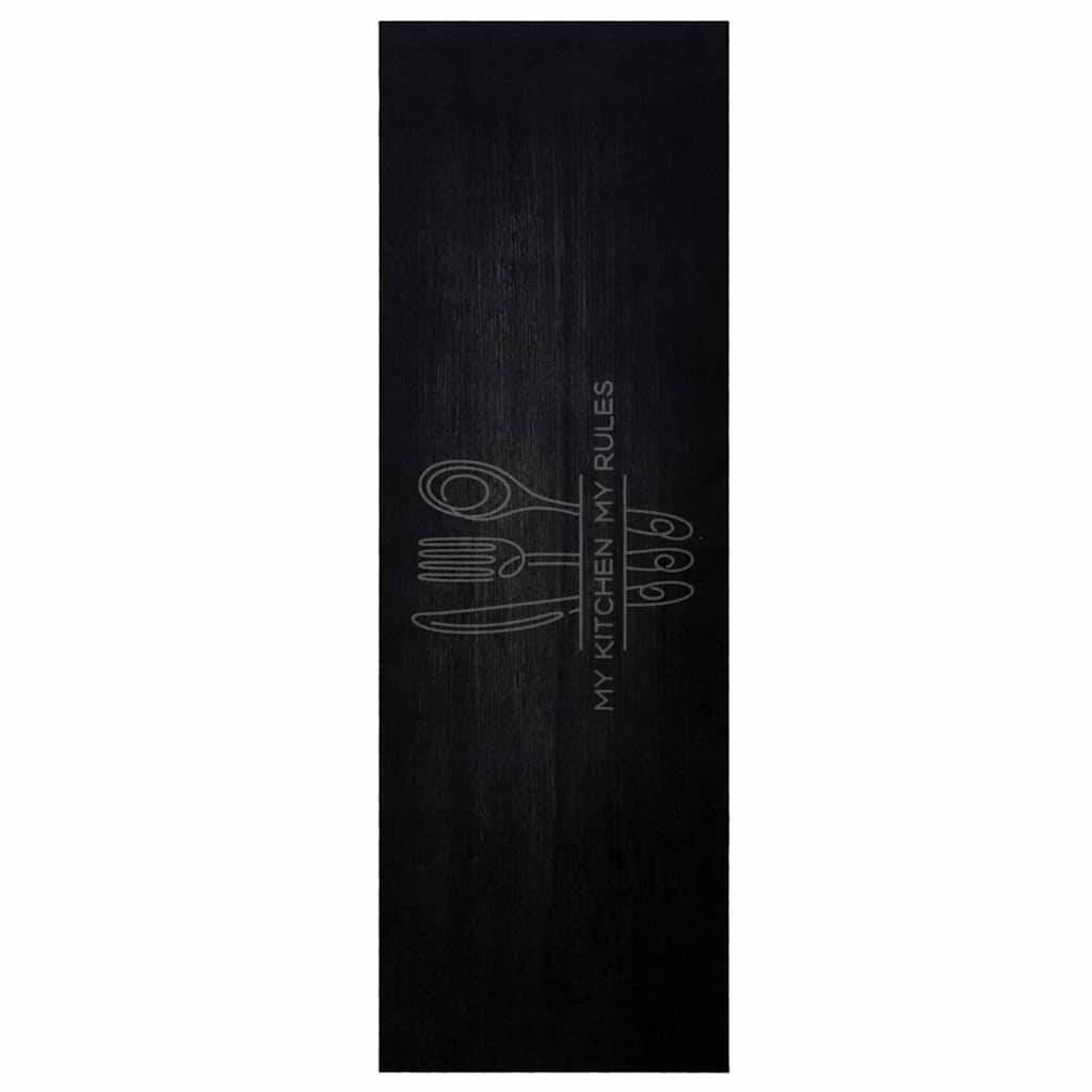 vidaXL Küchen Teppich Besteck Schwarz 180 x 60 cm Samt
