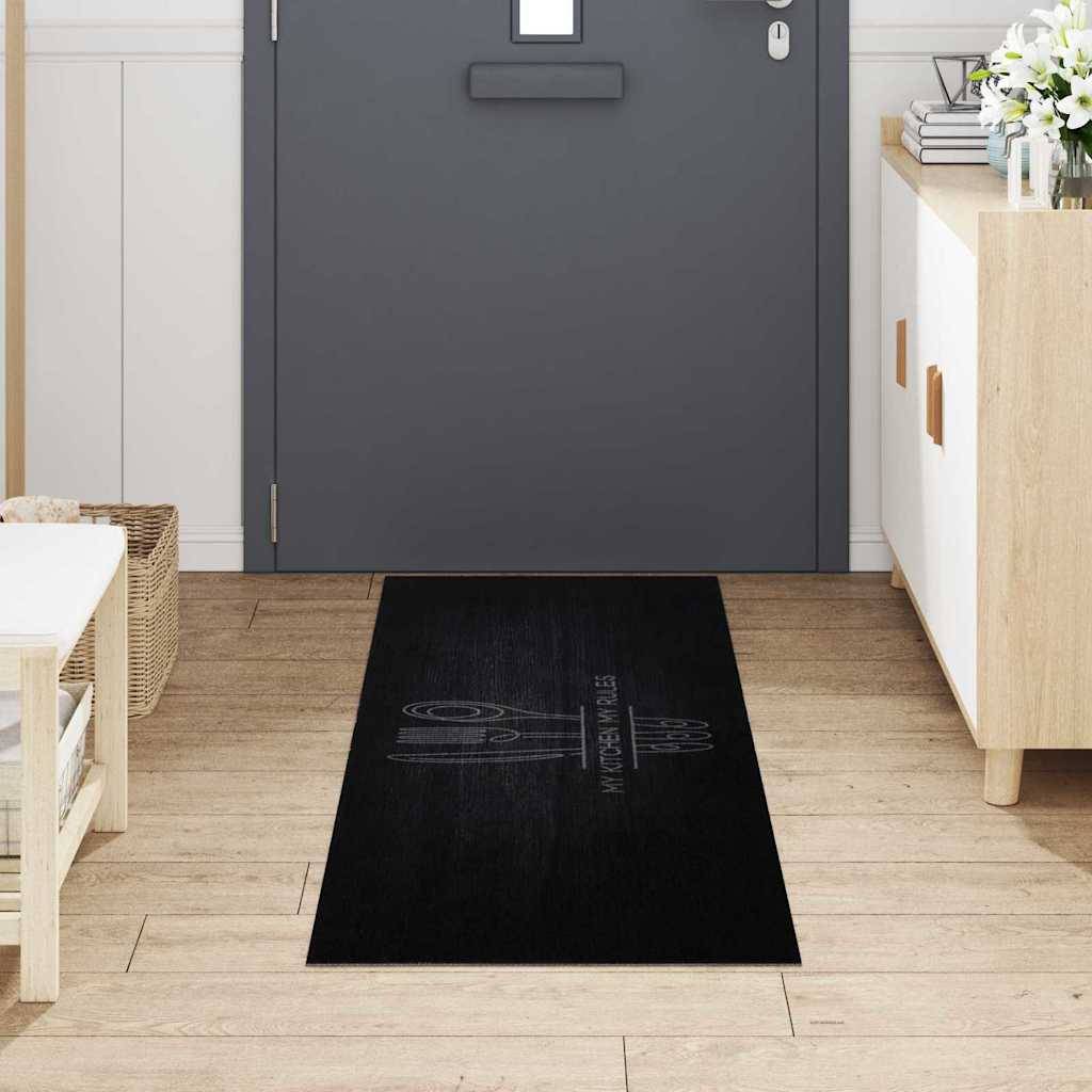 vidaXL Küchen Teppich Besteck Schwarz 180 x 60 cm Samt