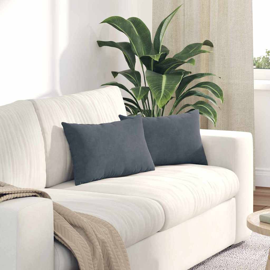 vidaXL Sofakissen 2 Stück Dunkelgrau 50 x 30 cm Cordstoff