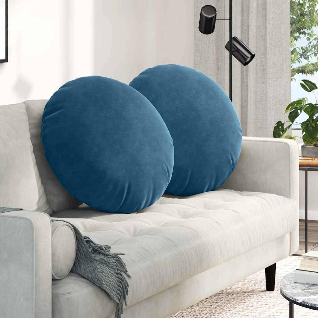 vidaXL Sitzkissen 2 pcs Blau Ø 80 x 29 cm Samt