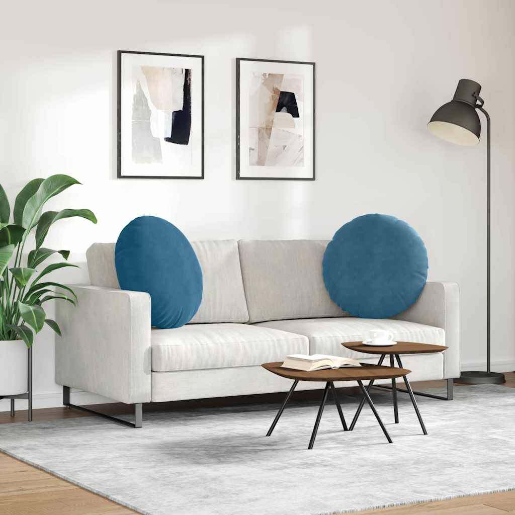 vidaXL Sitzkissen 2 pcs Blau Ø 80 x 29 cm Samt