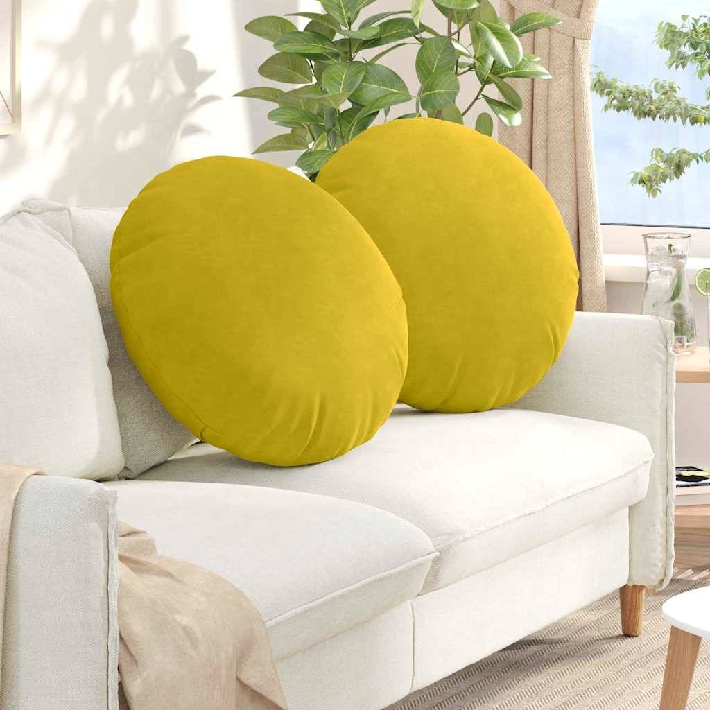 vidaXL Sitzkissen 2 pcs Gelb Ø60 x 21 cm Samt