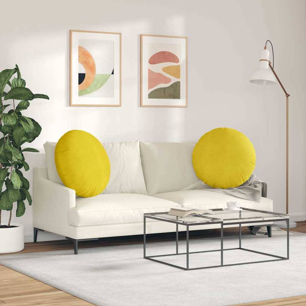 vidaXL Sitzkissen 2 pcs Gelb Ø60 x 21 cm Samt