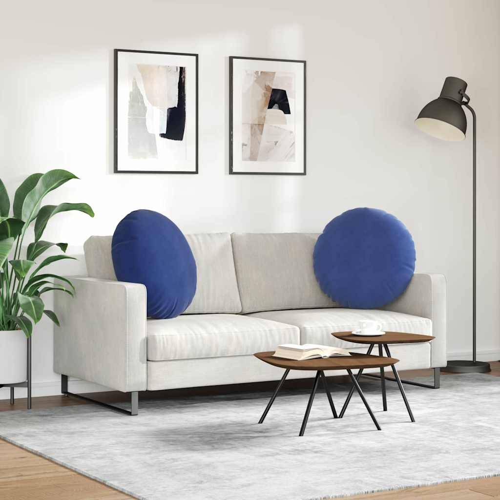 vidaXL Sitzkissen 2 Stück Polizeiblau Ø 80 x 29 cm Samt