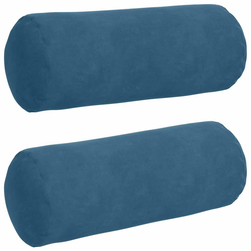 vidaXL Bolsterkissen 2 Stück Blau Ø 15 x 40 cm Cordstoff