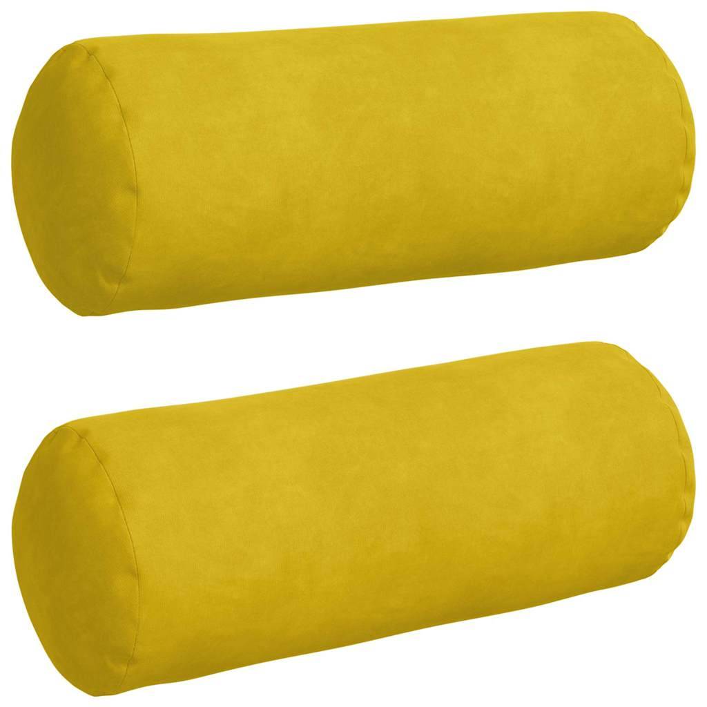 vidaXL Bolsterkissen 2 Stück Gelb Ø 15 x 40 cm Cordstoff