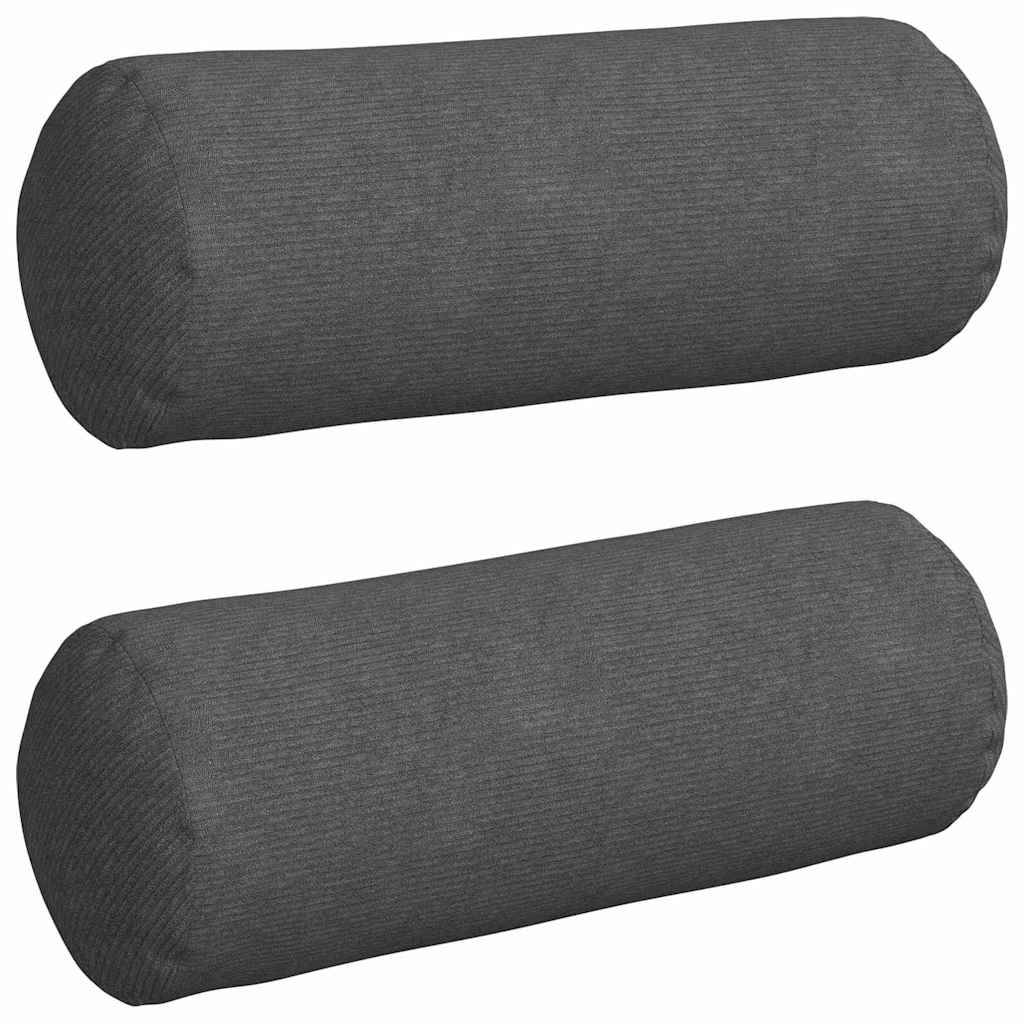 vidaXL Bolsterkissen 2 Stück Dunkelgrau Ø 25 x 70 cm Cordstoff