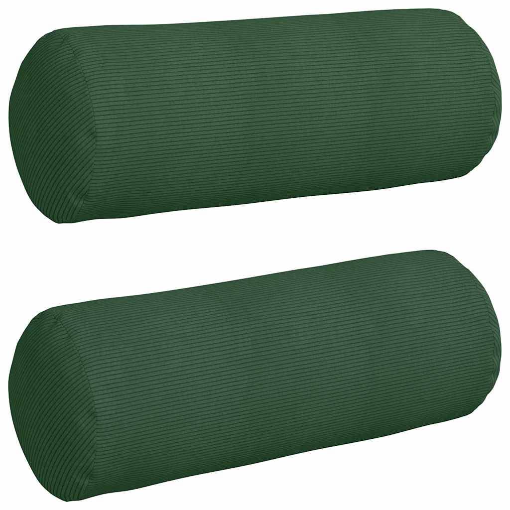 vidaXL Bolsterkissen 2 Stück Dunkelgrün Ø 25 x 70 cm Cordstoff