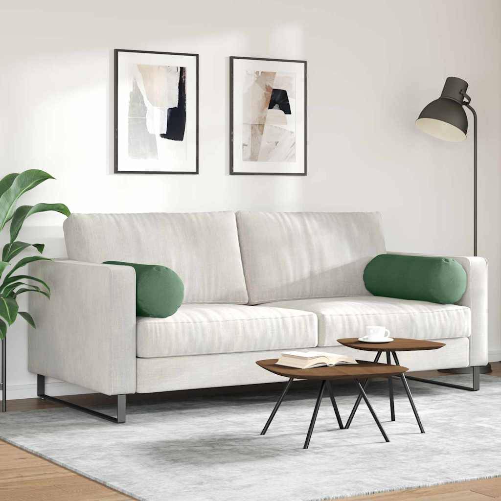 vidaXL Bolsterkissen 2 Stück Dunkelgrün Ø 25 x 70 cm Cordstoff