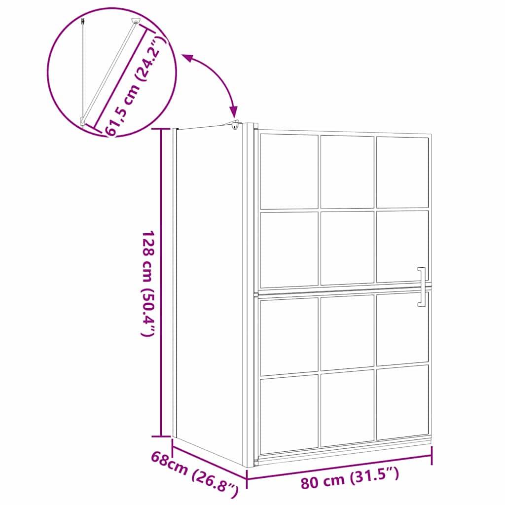 vidaXL Bad-Duschschirm Schwarz und Transparent 80 x 68 x 128 cm