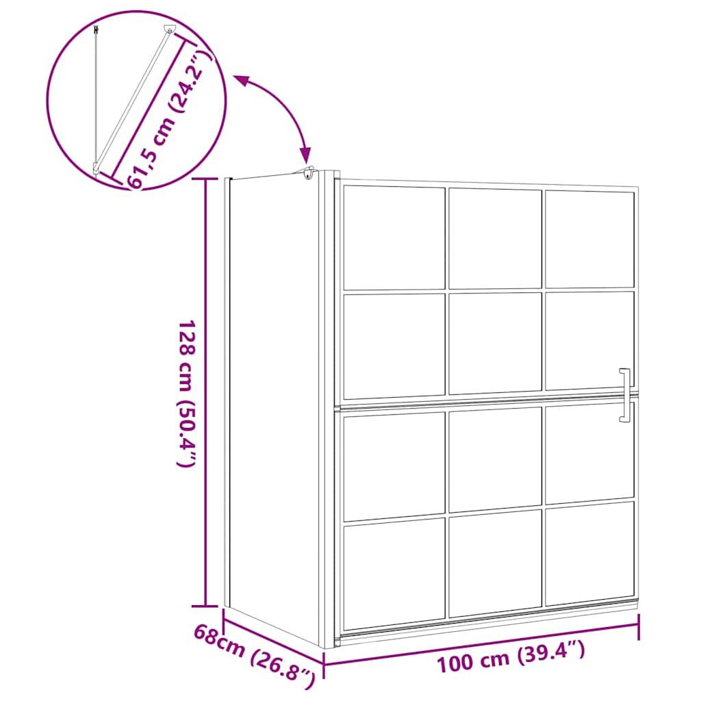 vidaXL Bad-Duschschirm Schwarz und Transparent 100 x 68 x 128 cm