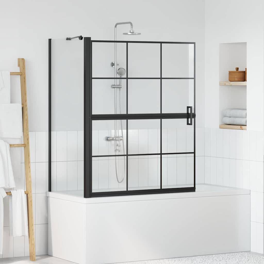 vidaXL Bad-Duschschirm Schwarz und Transparent 100 x 68 x 128 cm