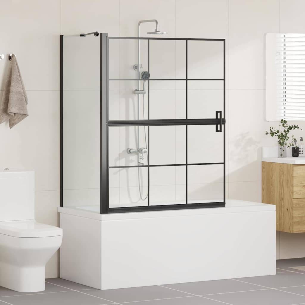 vidaXL Bad-Duschschirm Schwarz und Transparent 100 x 68 x 128 cm