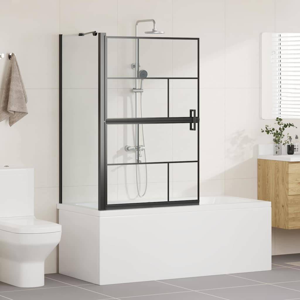 vidaXL Bad-Duschschirm Schwarz und Transparent 80 x 68 x 128 cm