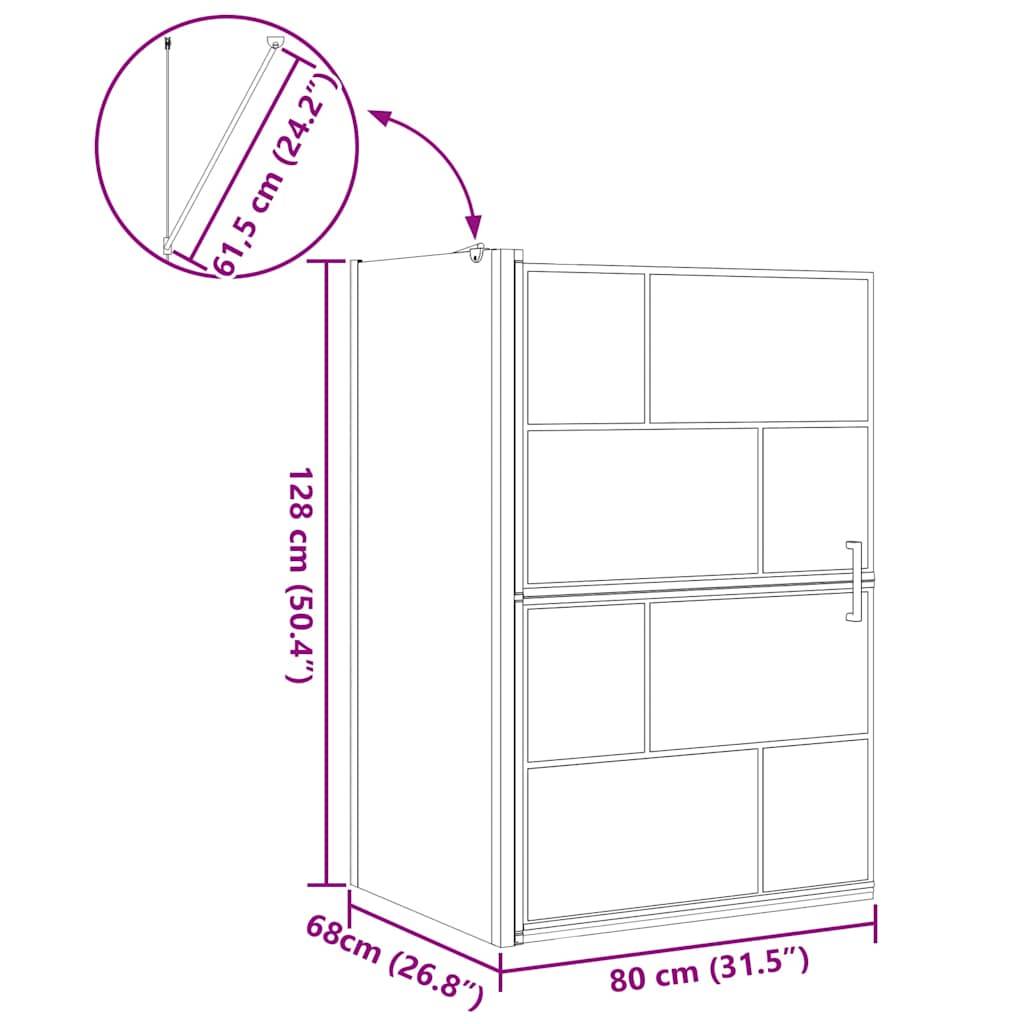vidaXL Bad-Duschschirm Schwarz und Transparent 80 x 68 x 128 cm