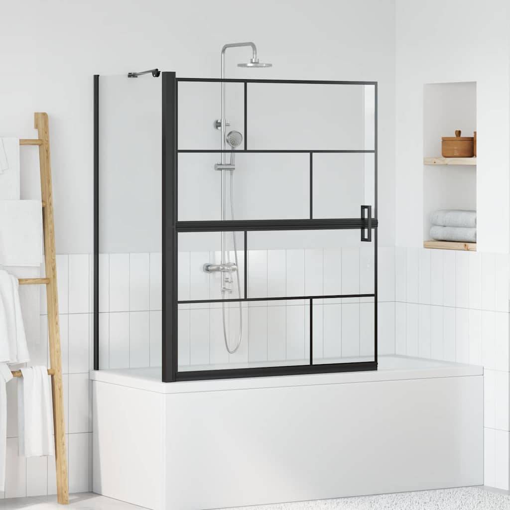 vidaXL Bad-Duschschirm Schwarz und Transparent 100 x 68 x 128 cm