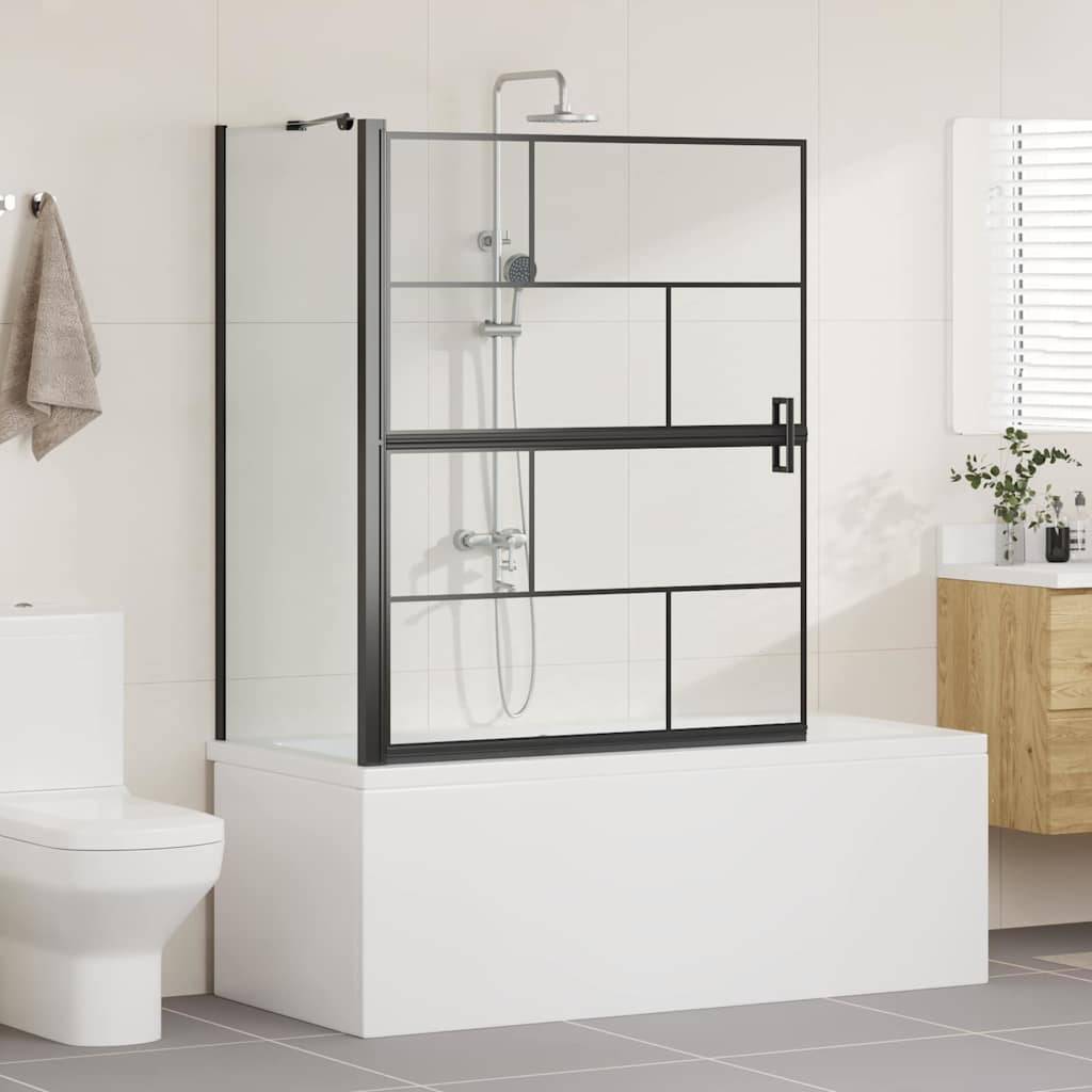 vidaXL Bad-Duschschirm Schwarz und Transparent 100 x 68 x 128 cm